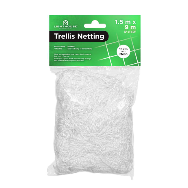 Valkoinen tukiverkko Trellis netting 1.5 x 9m